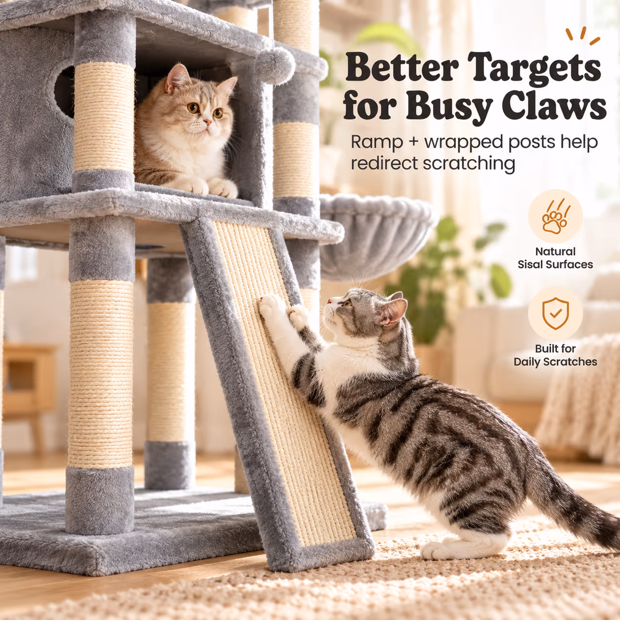 Cat Tree, 67.7 Inches Large Tower, Cat Condo — Section 4-1