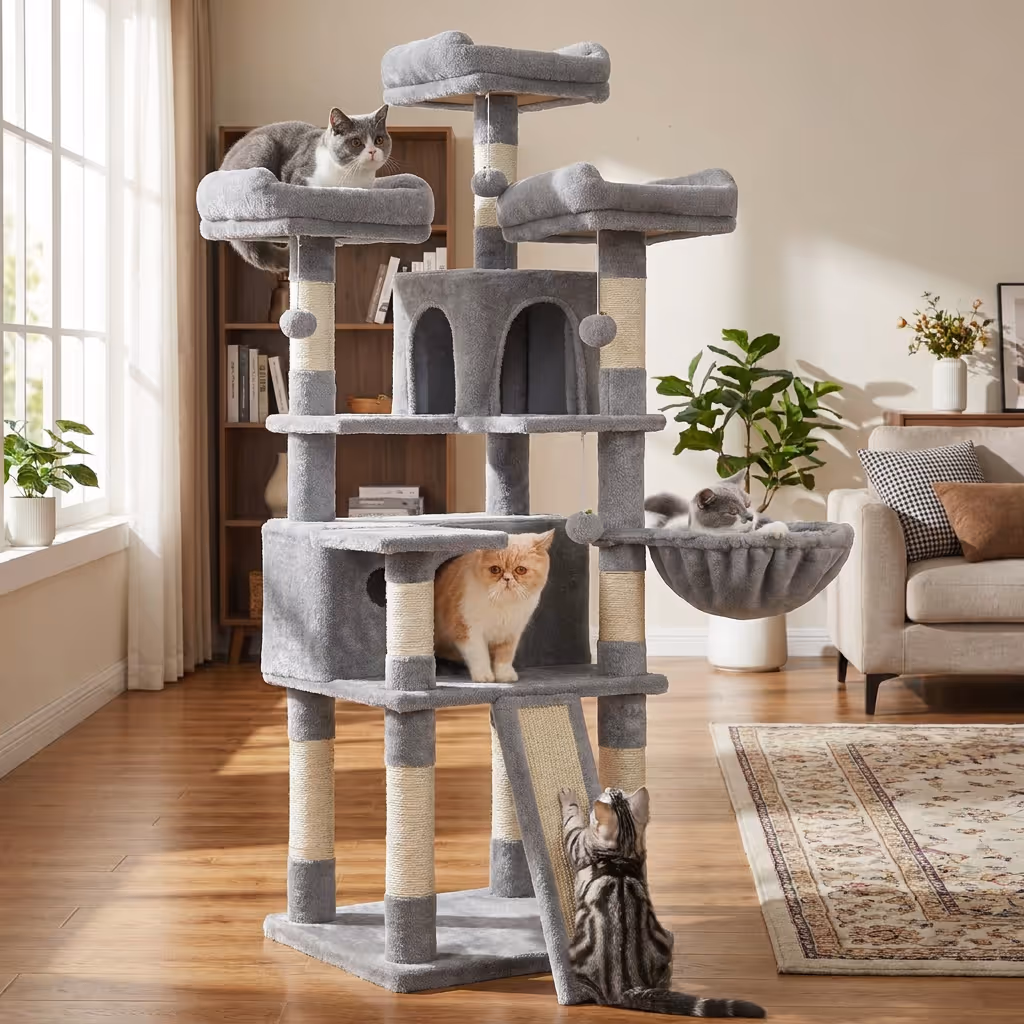 Cat Tree, 67.7 Inches Large Tower, Cat Condo — Section 4-3